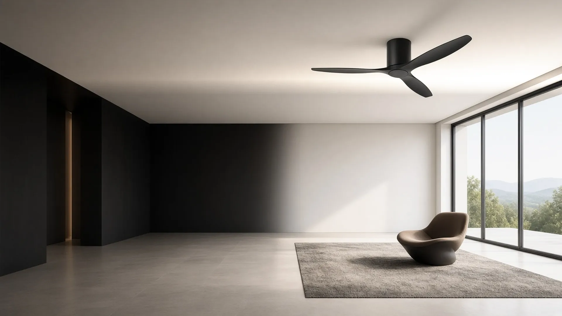 A freshly finished ceiling fan in a calm